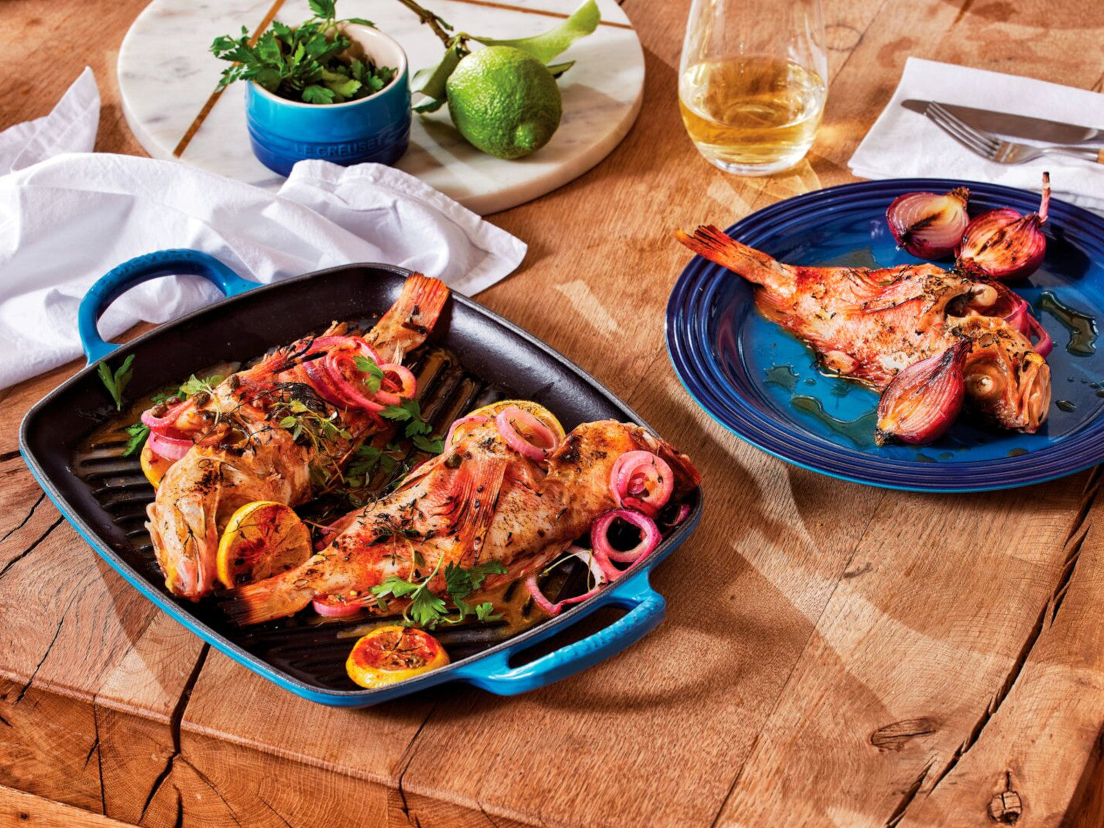 Le Creuset Grillplatte Signature rechteckig azure 30cm - Produktbild 5