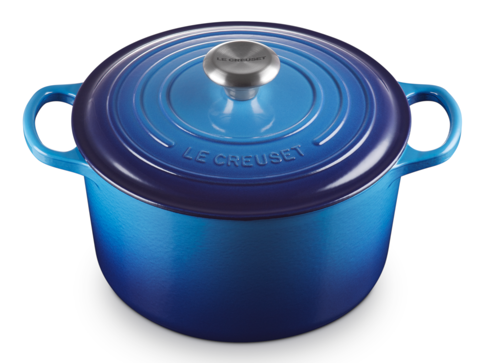 Le Creuset Bräter Signature rund azure 24cm Freisteller 3