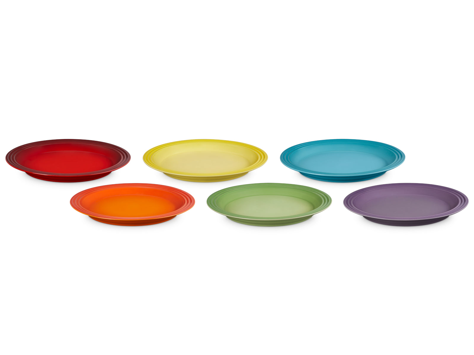Le Creuset Regenbogen Frühstücksteller 22cm Set 6tlg Freisteller 2