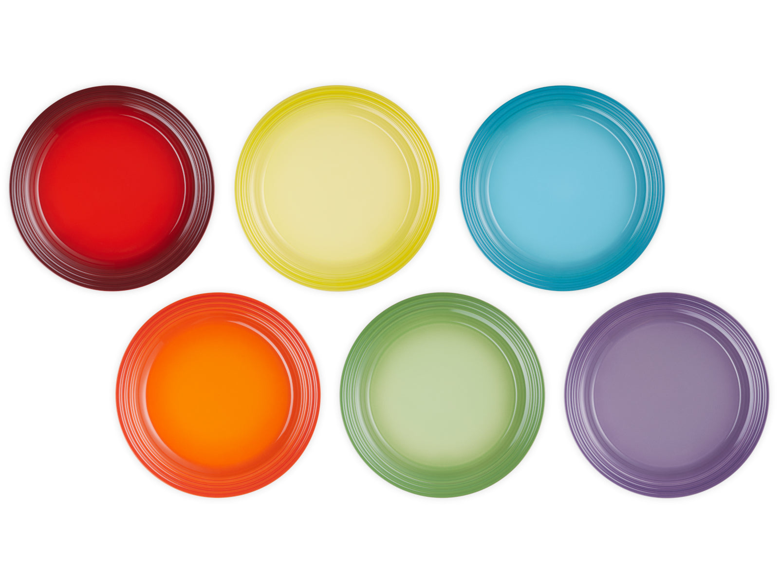 Le Creuset Regenbogen Frühstücksteller 22cm Set 6tlg Freisteller 1
