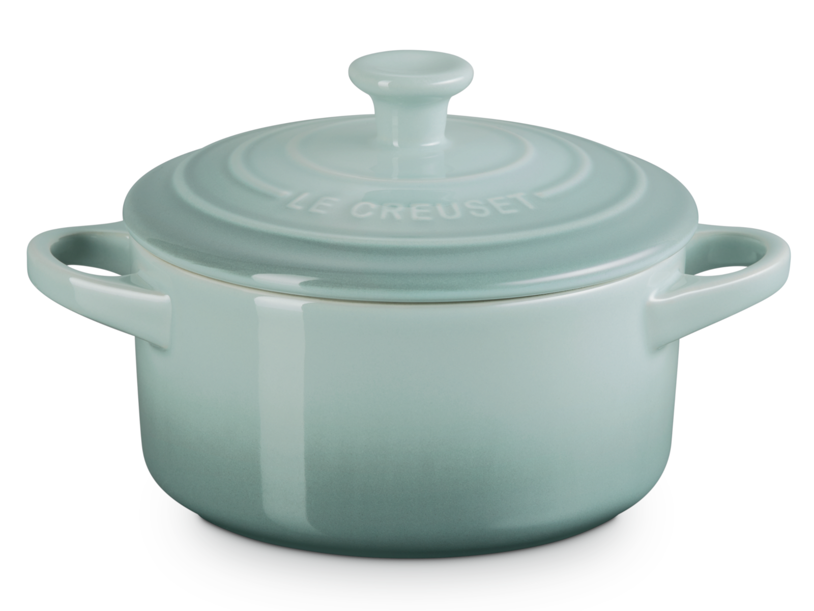 Le Creuset Mini-Cocotte rund sea salt 14cm Freisteller 1