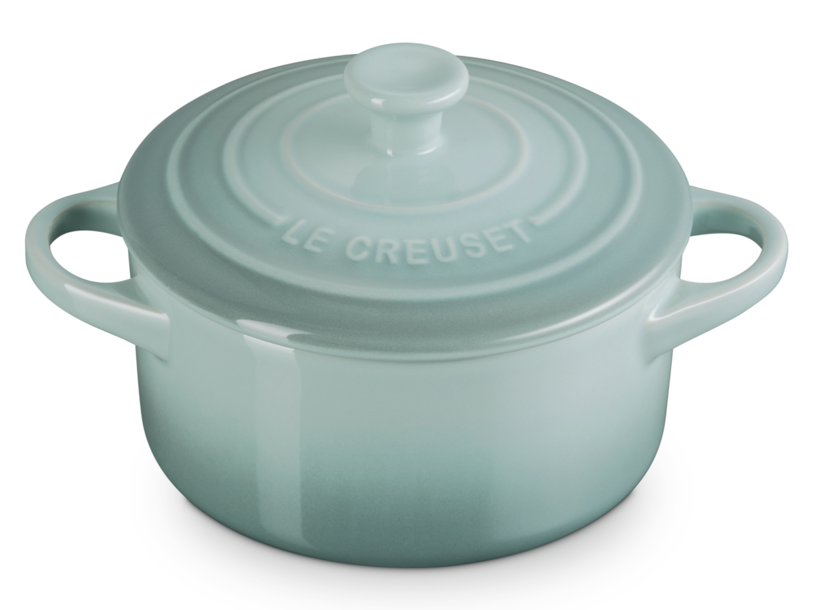 Le Creuset Mini-Cocotte rund sea salt 14cm Freisteller 2