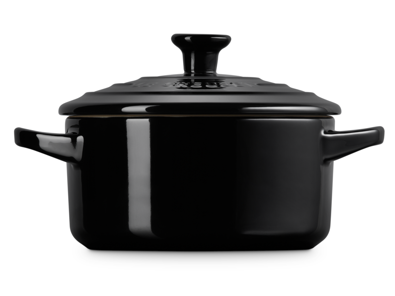 Le Creuset Mini-Cocotte rund schwarz glänzend 14cm Freisteller 3