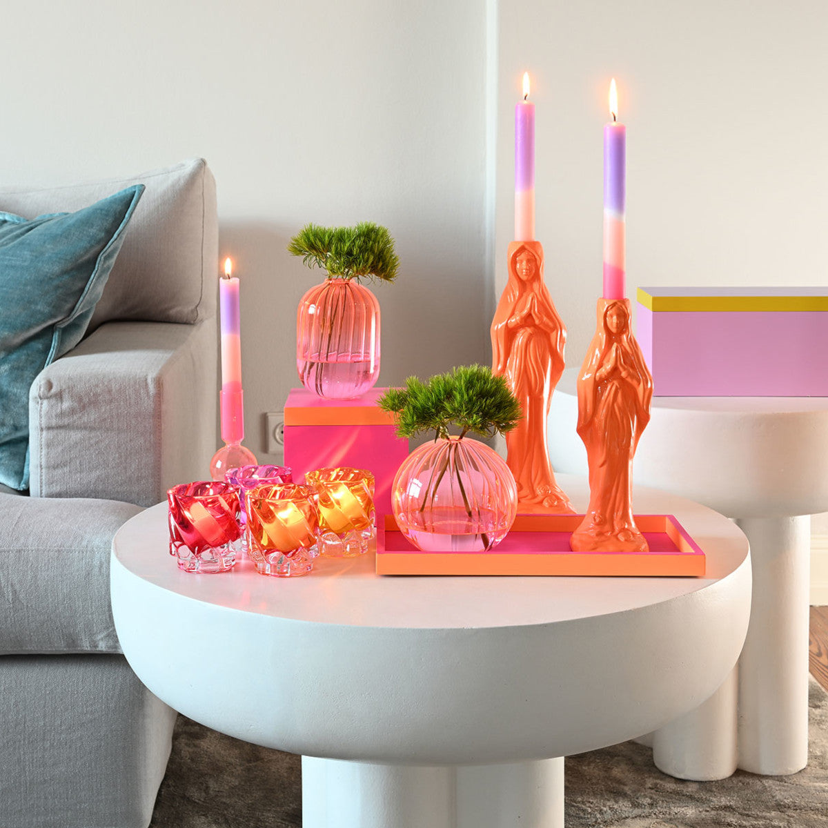 Giftcompany Neo Tablett rechteckig neon pink/ neon orange 30cm – Tischideen & Ambiente