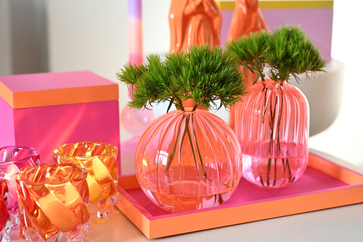 Giftcompany Neo Tablett quadratisch neon grün/neon pink/türkis 32cm – Tischideen & Ambiente