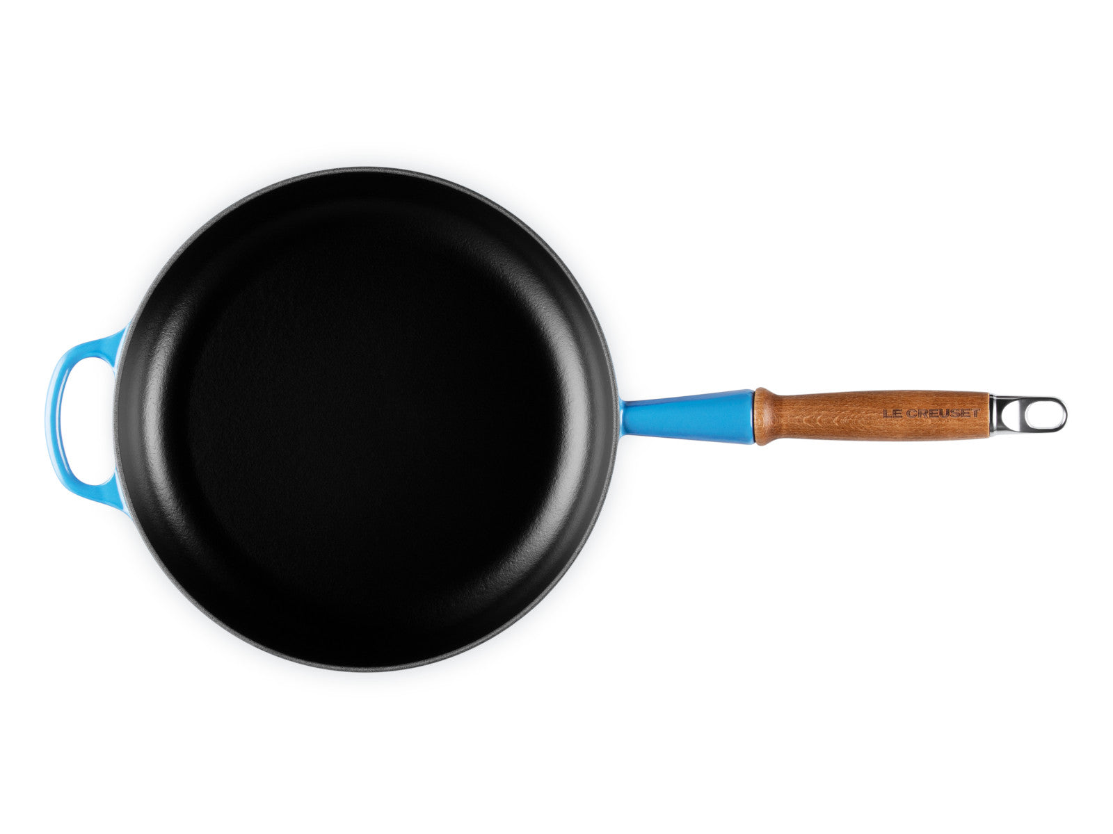 Le Creuset Brat- und Servierpfanne Signature mit Holzgriff azure 26cm Freisteller 3