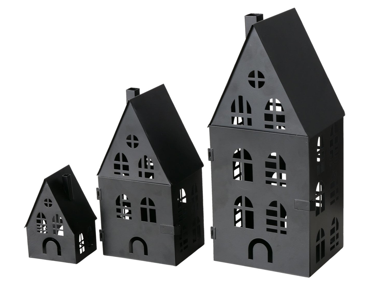 Boltze Dover Laterne Eisen schwarz 13-35cm 3tlg Freisteller 1