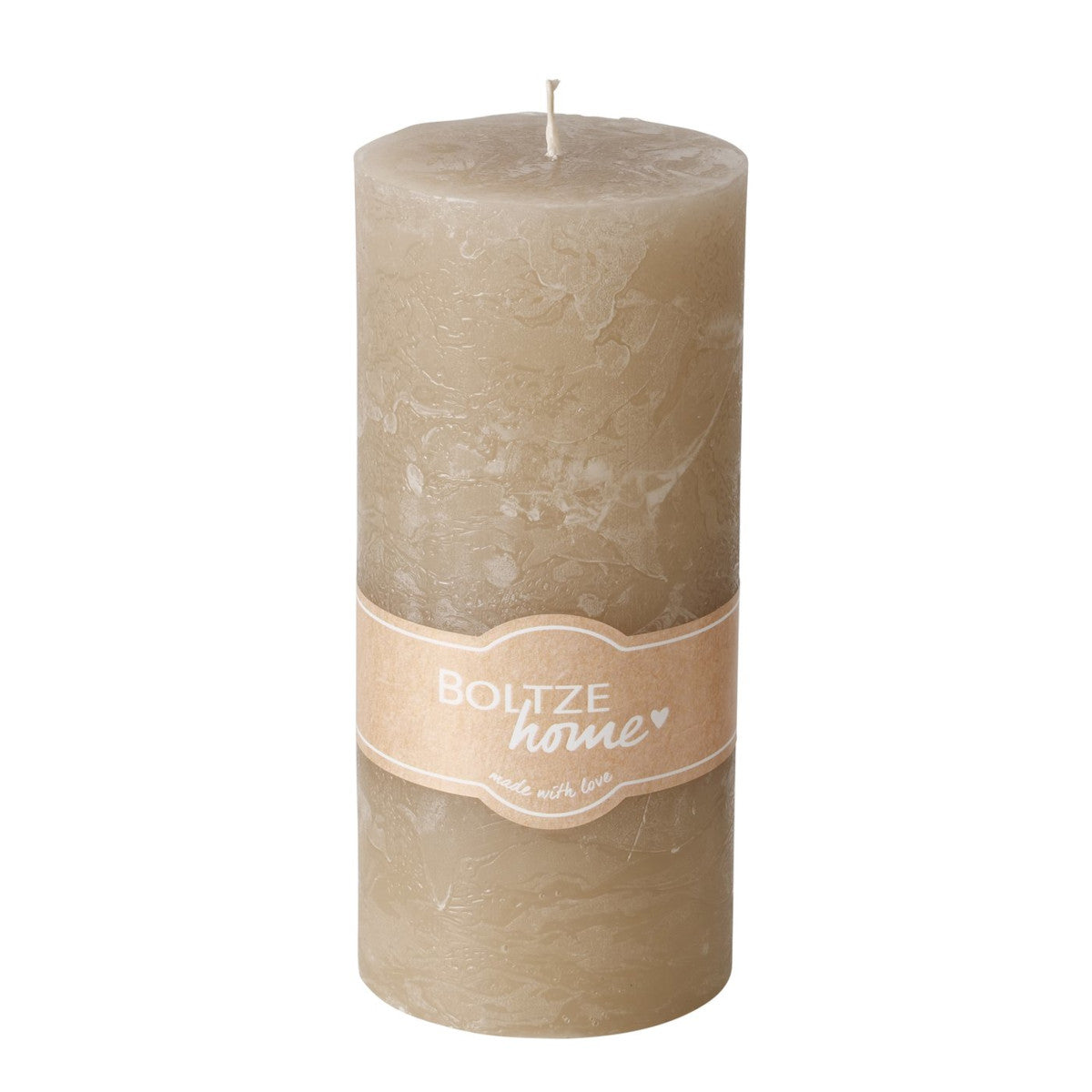 Boltze Casual Stumpenkerze beige 15cm (1 Stück) – Tischideen & Ambiente