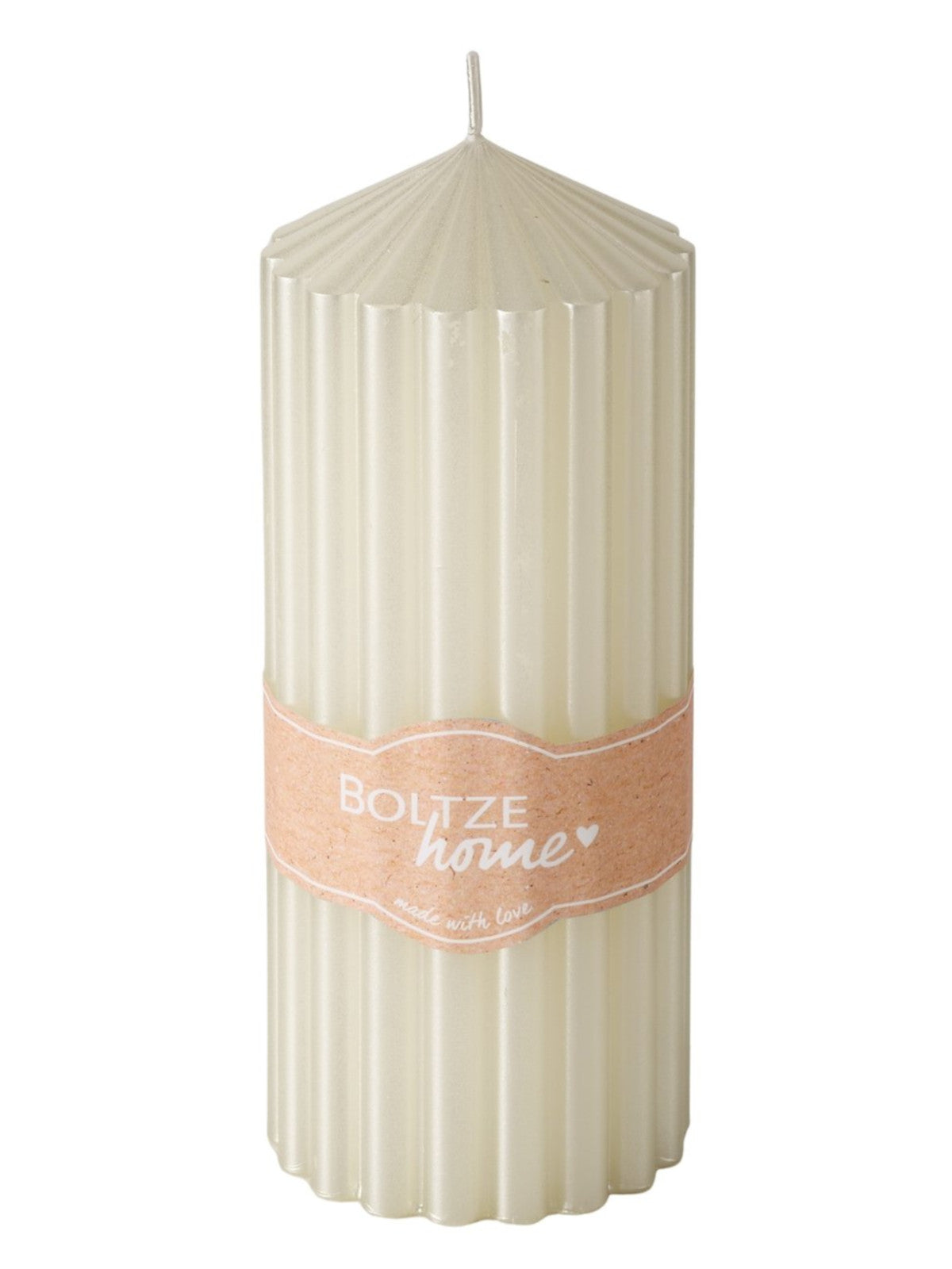 Boltze Classic Stumpenkerze Gleamy champagner 17cm Freisteller 1