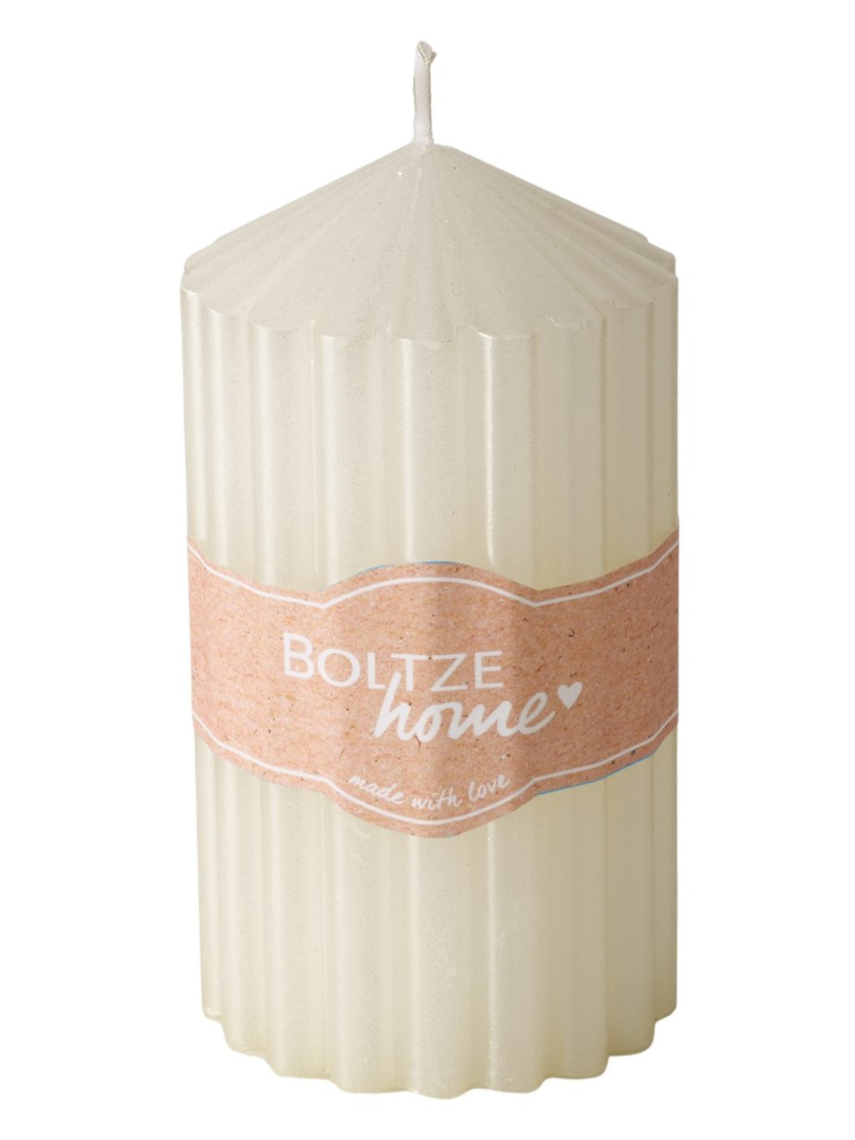 Boltze Classic Stumpenkerze Gleamy champagner 13cm Freisteller 1