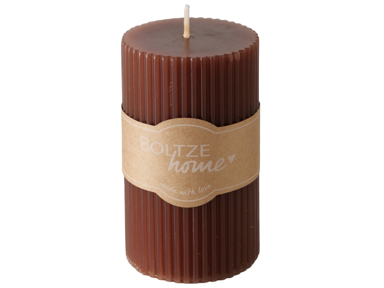 Boltze Classic Stumpenkerze braun 10cm (1 Stück) Freisteller 1