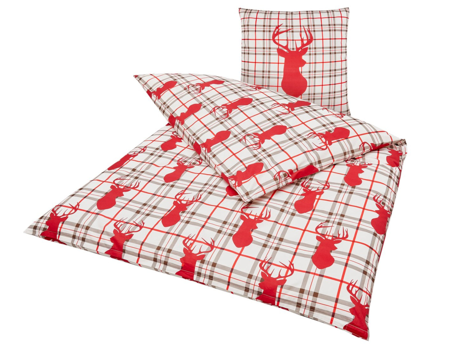 Boltze Kitzbühl Bettwäsche beige/rot 2tlg 200x135cm (1 Stück) Freisteller 1