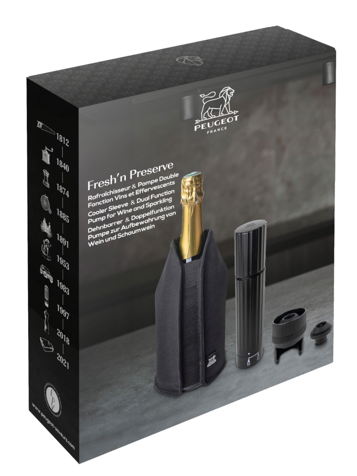 PEUGEOT FRESH´N PRESERVE Vakuumpumpe Duo & Frizz schwarz 4tlg Freisteller 2