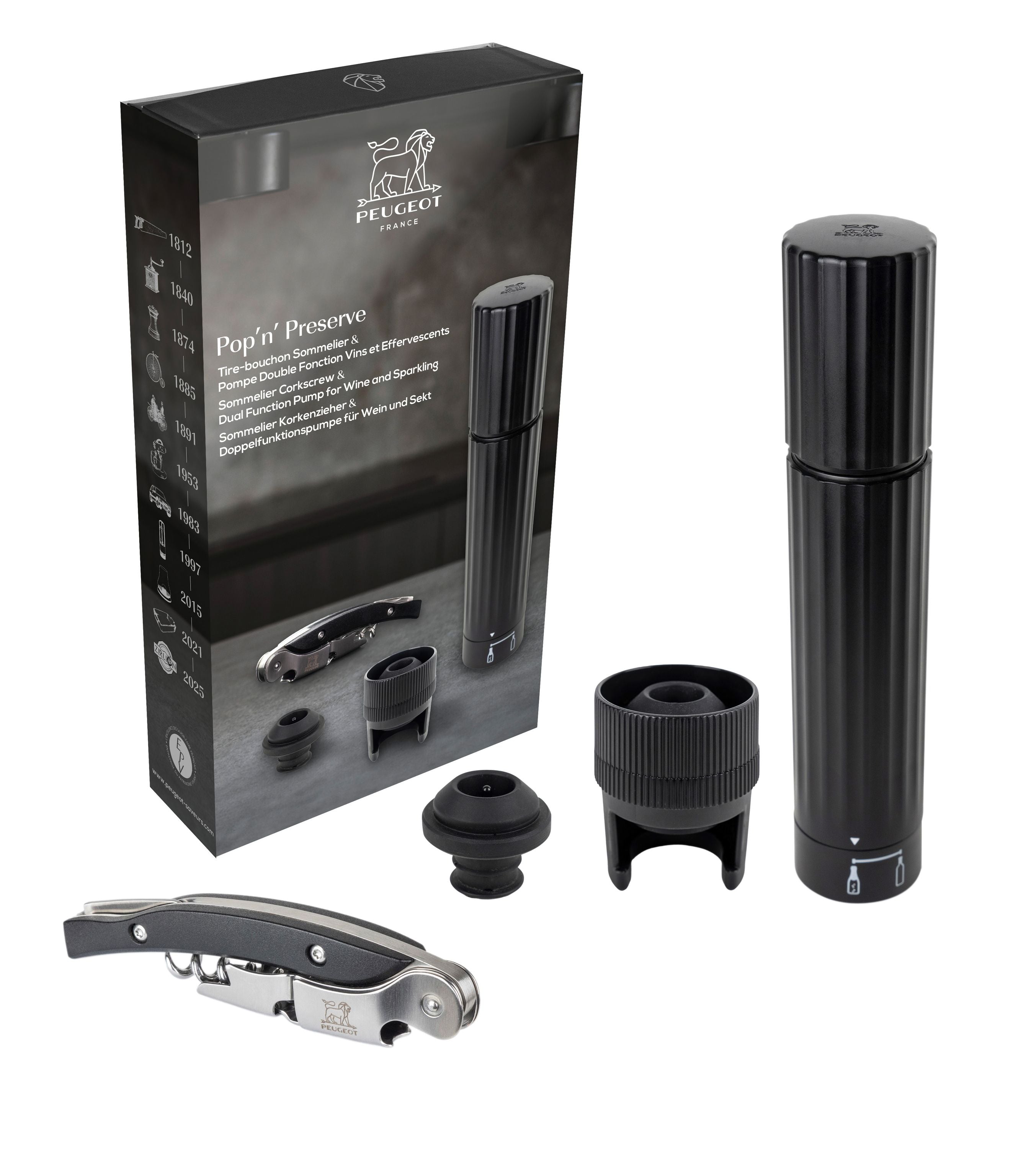 PEUGEOT POP'N PRESERVE Sommelier Malbec & Pumpe Preserve Duo Set 4tlg - Produktbild 1