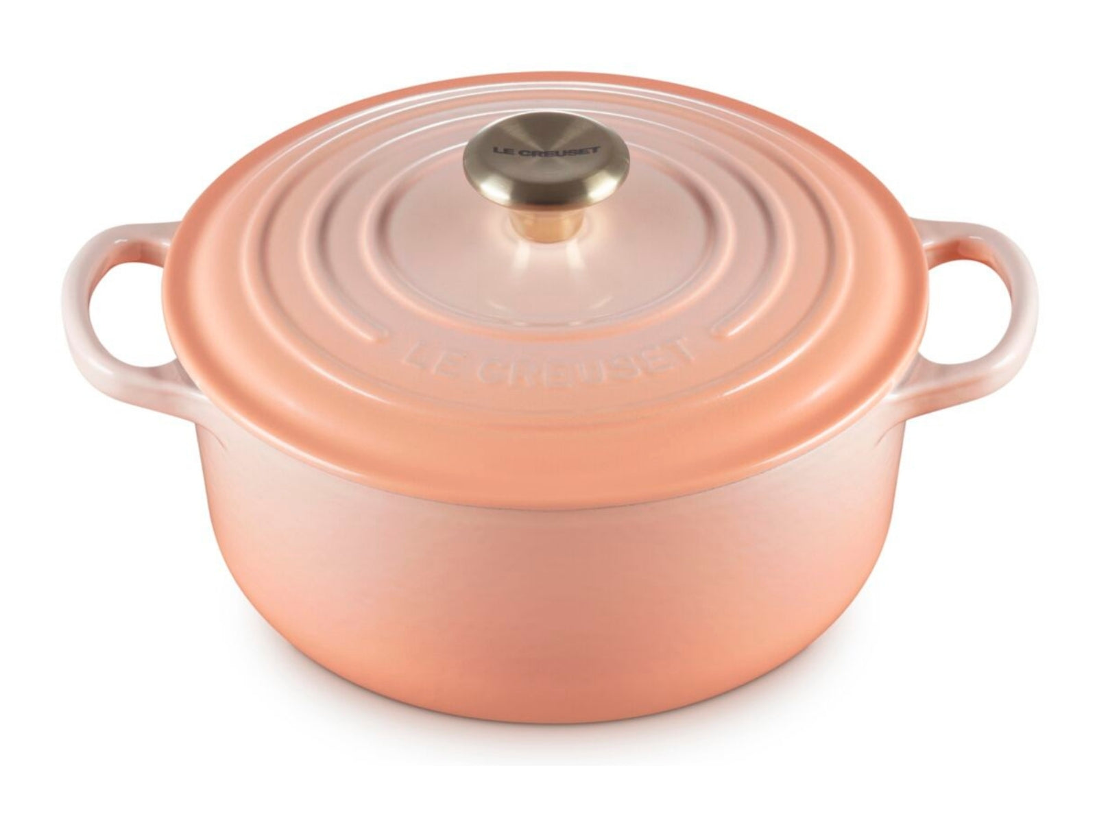 Le Creuset Bräter Signature rund mit Goldknopf pêche 20cm - Produktbild 3