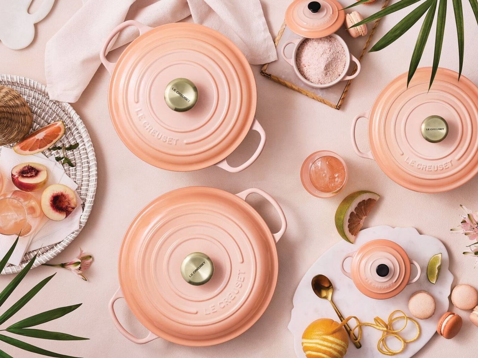 Le Creuset Bräter Signature rund mit Goldknopf pêche 24cm - Produktbild 8
