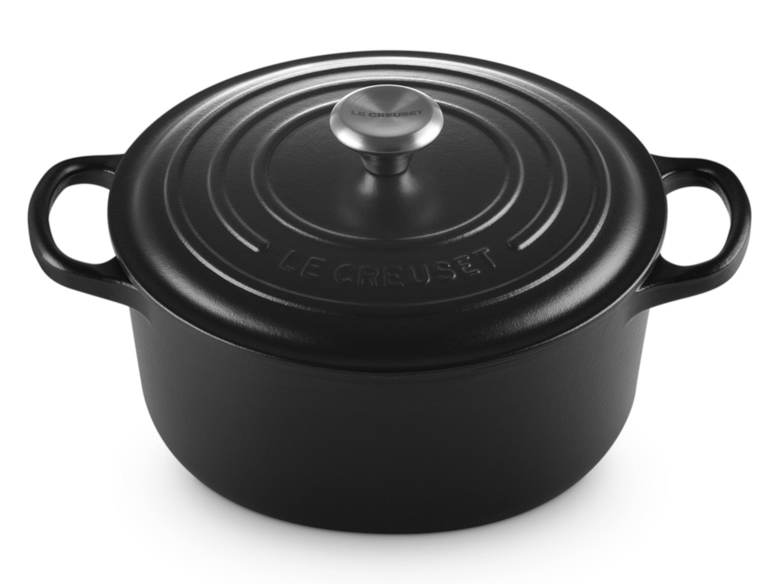 Le Creuset Bräter Signature rund schwarz matt 22cm Freisteller 2