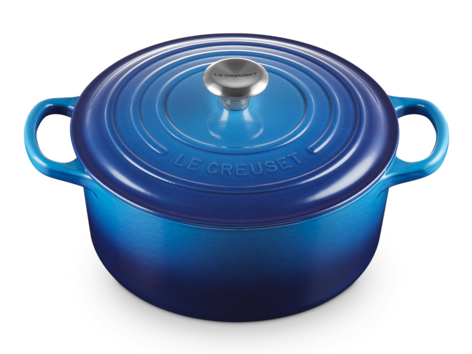 Le Creuset Bräter Signature rund azure 22cm Freisteller 3
