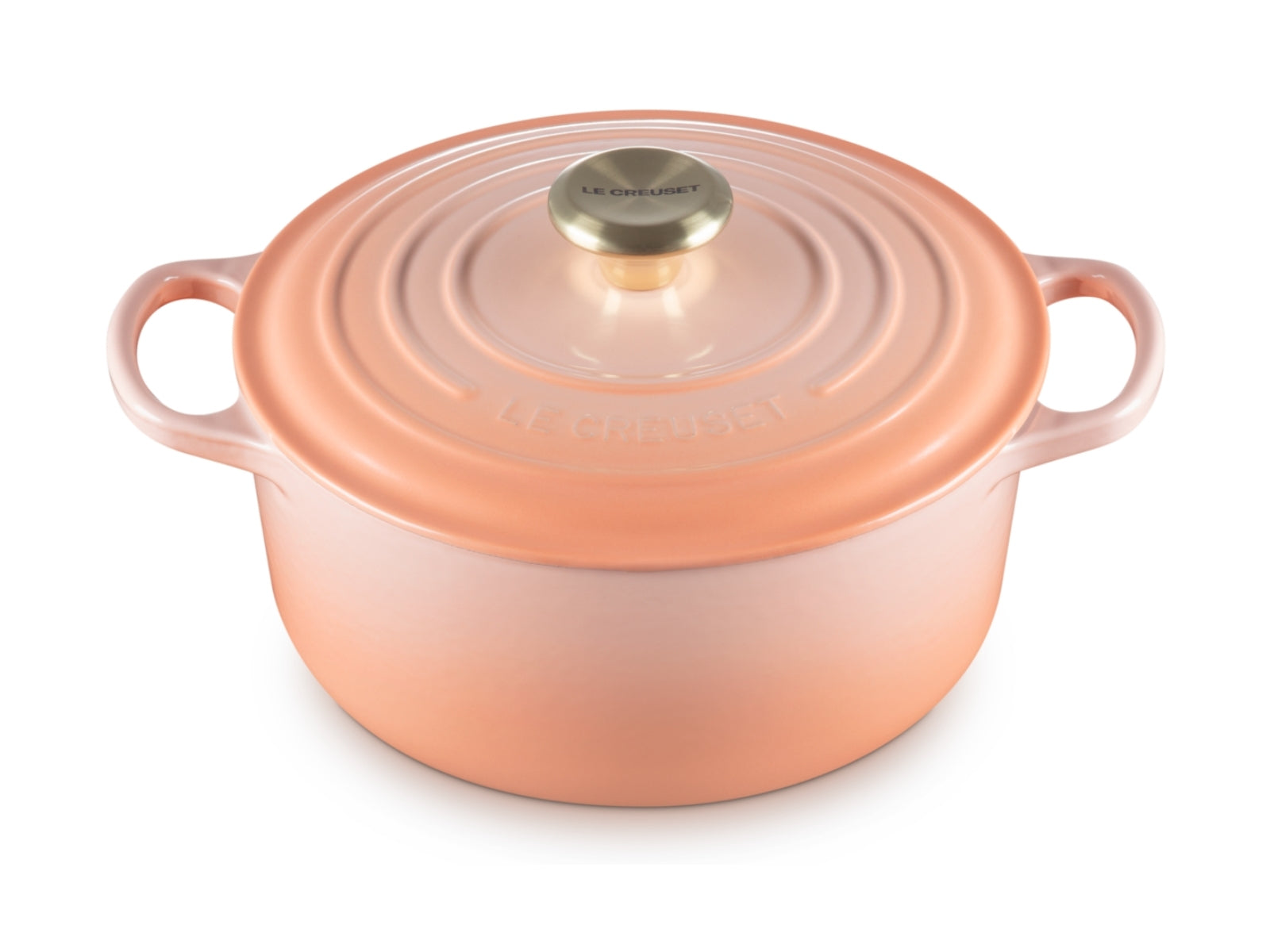 Le Creuset Bräter Signature rund mit Goldknopf pêche 24cm - Produktbild 3