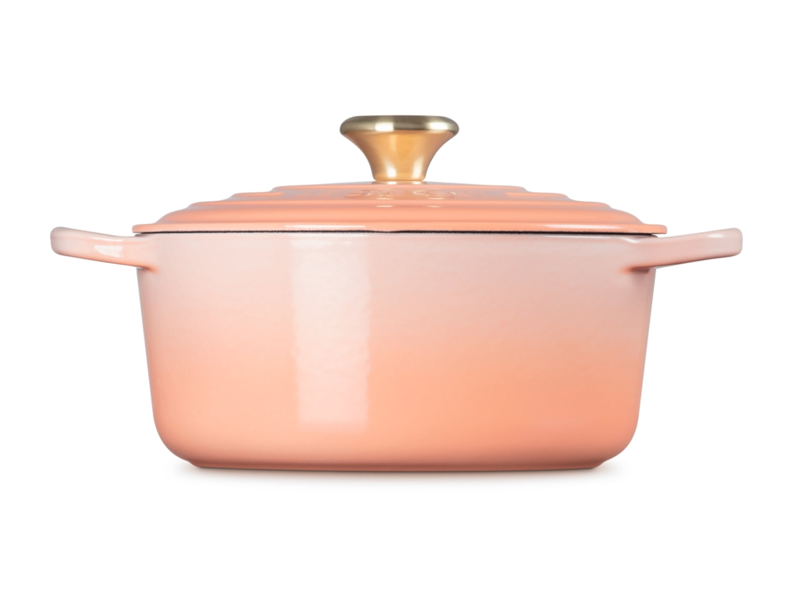 Le Creuset Bräter Signature rund mit Goldknopf pêche 24cm - Produktbild 2