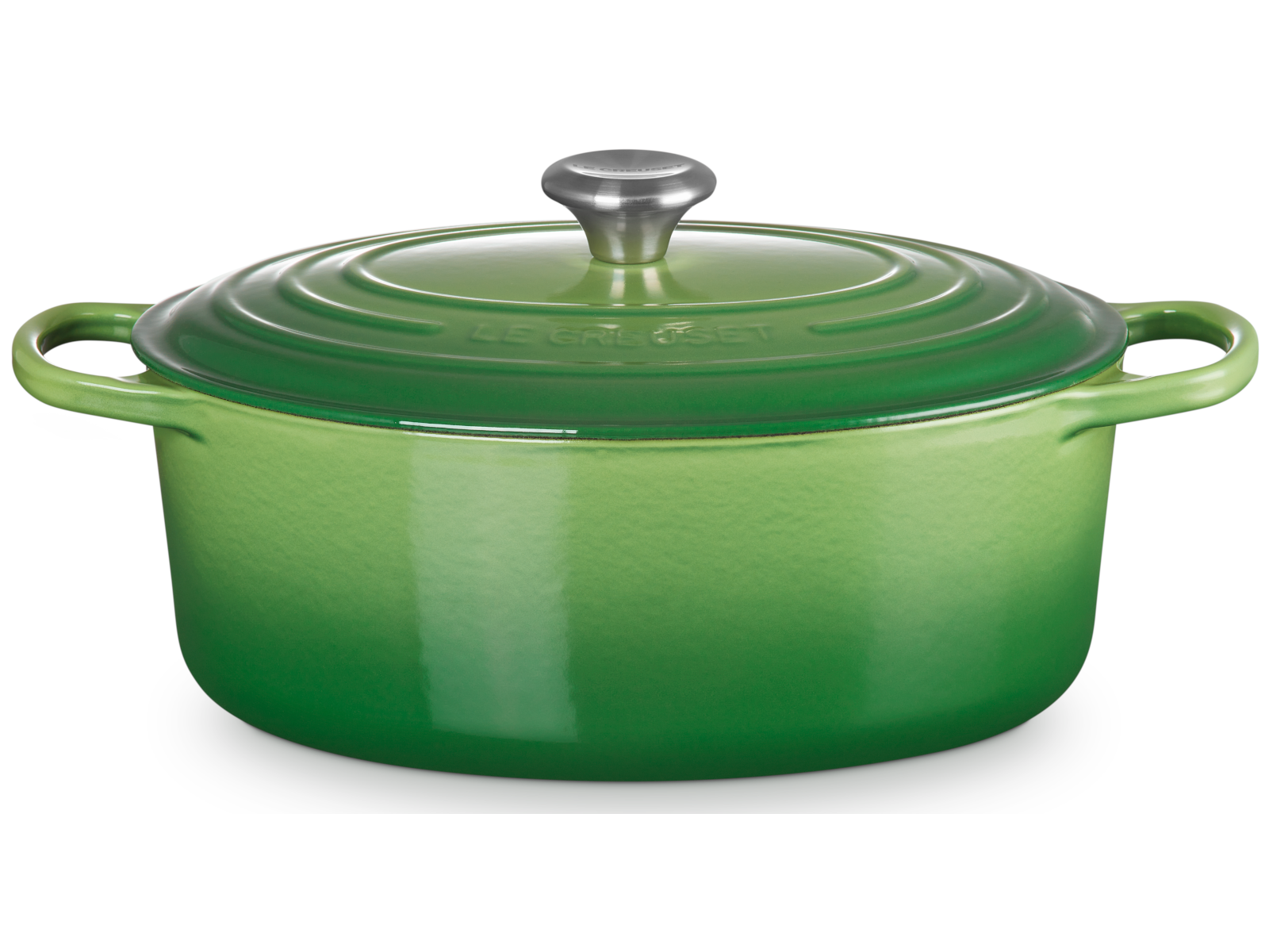 Le Creuset Bräter Signatur oval bamboo green 25,7cm Freisteller 1