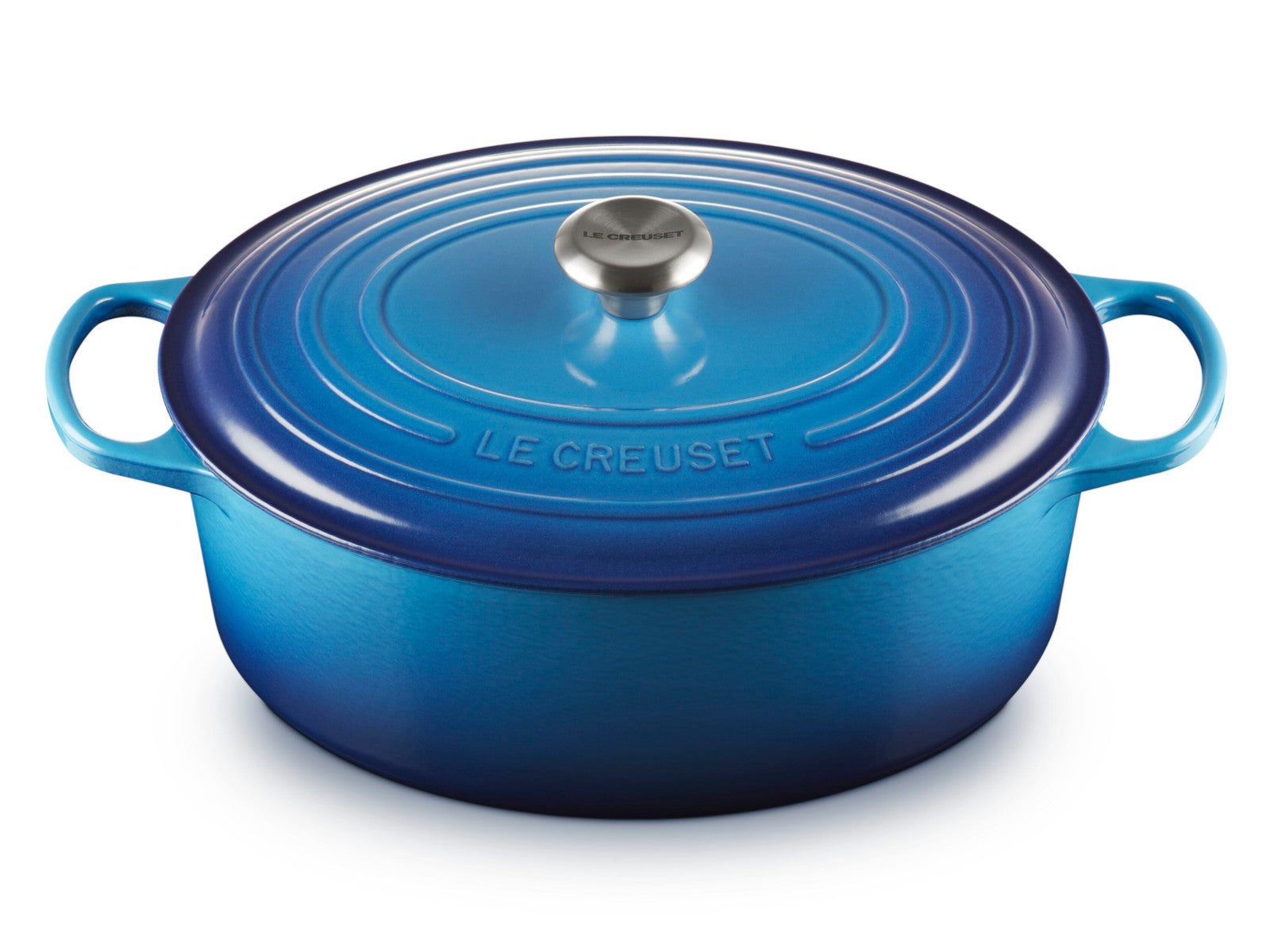 Le Creuset Bräter Signature oval azure  33cm Freisteller 4