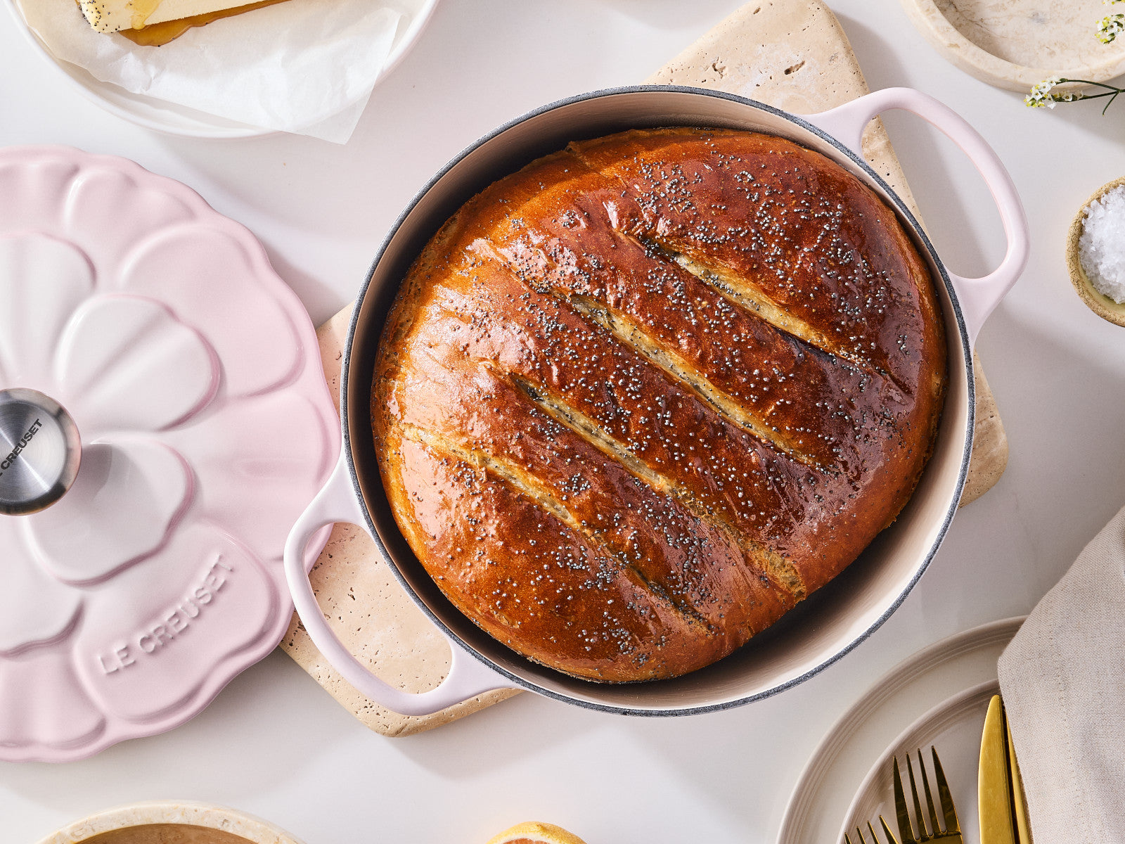 Le Creuset Bräter Blume Signature rund shell pink 26cm - Produktbild 9