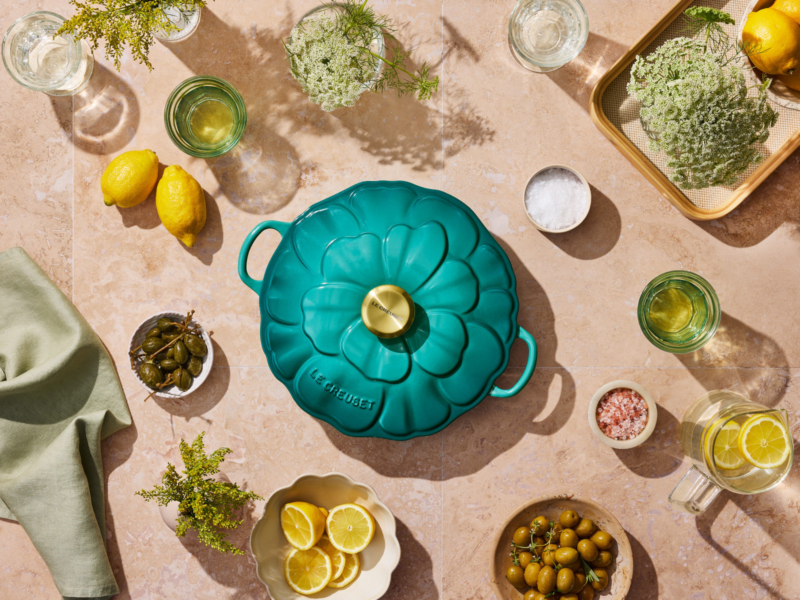 Le Creuset Signature Gourmet-Profitopf Blume bleu riviera 26cm - Produktbild 7