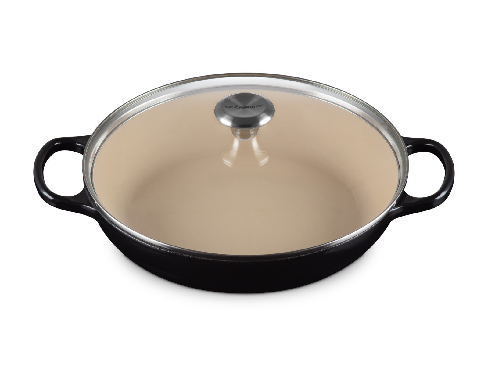 Le Creuset Gourmet-Profitopf mit Glasdeckel Signature schwarz glänzend 30cm Freisteller 3