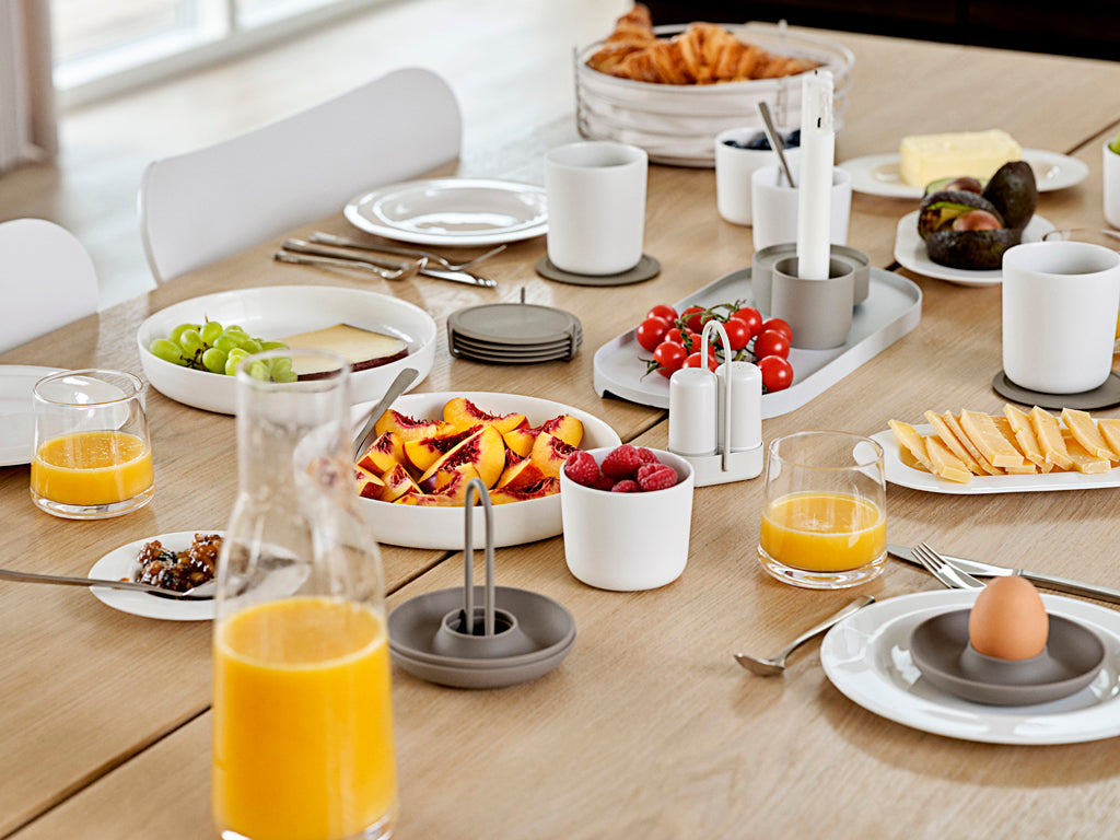 Zone Denmark Singles Glasuntersetzer mit Halter taupe Set6 Lifestyle