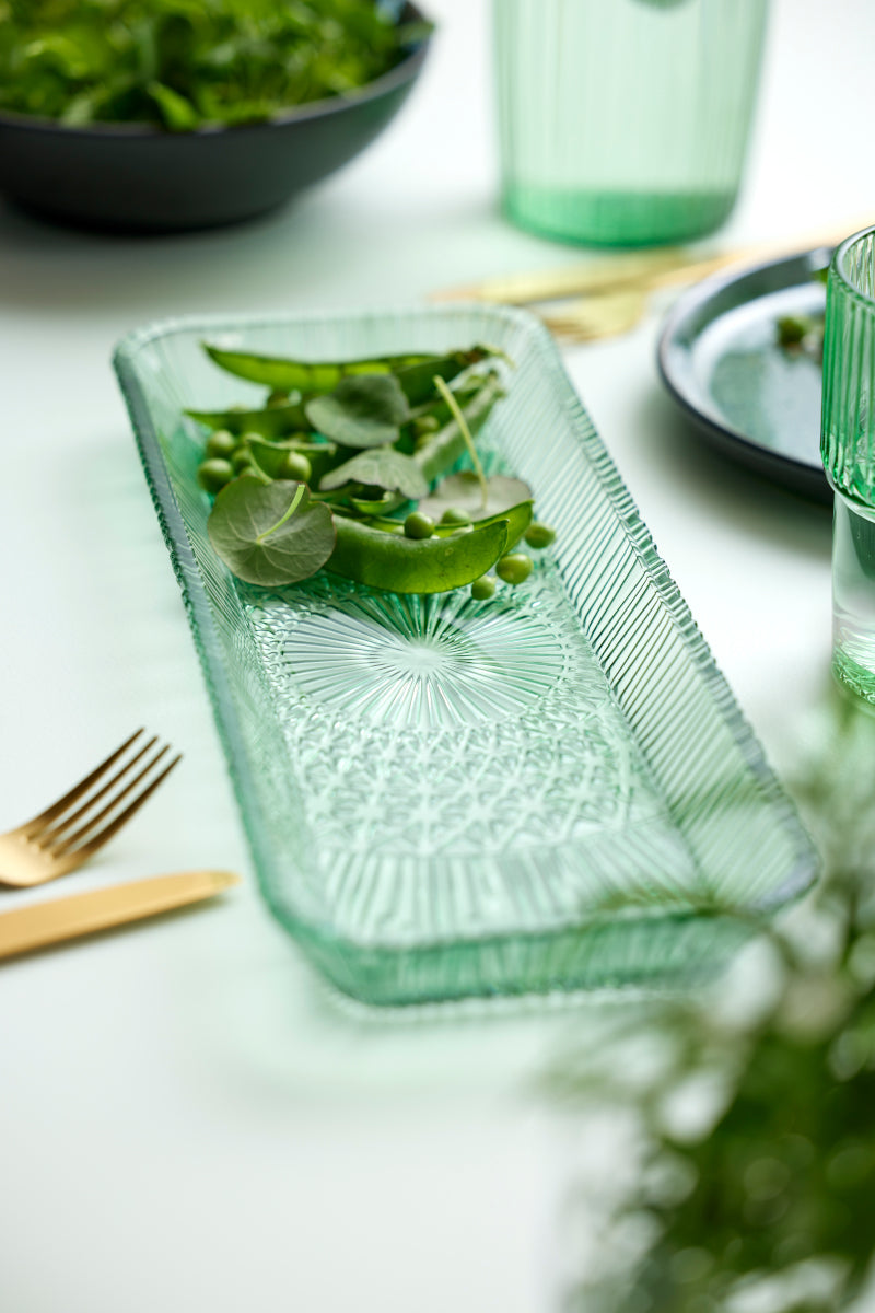 Bitz Kusintha Servierplatte rechteckig grün 38 x 14cm – Tischideen & Ambiente