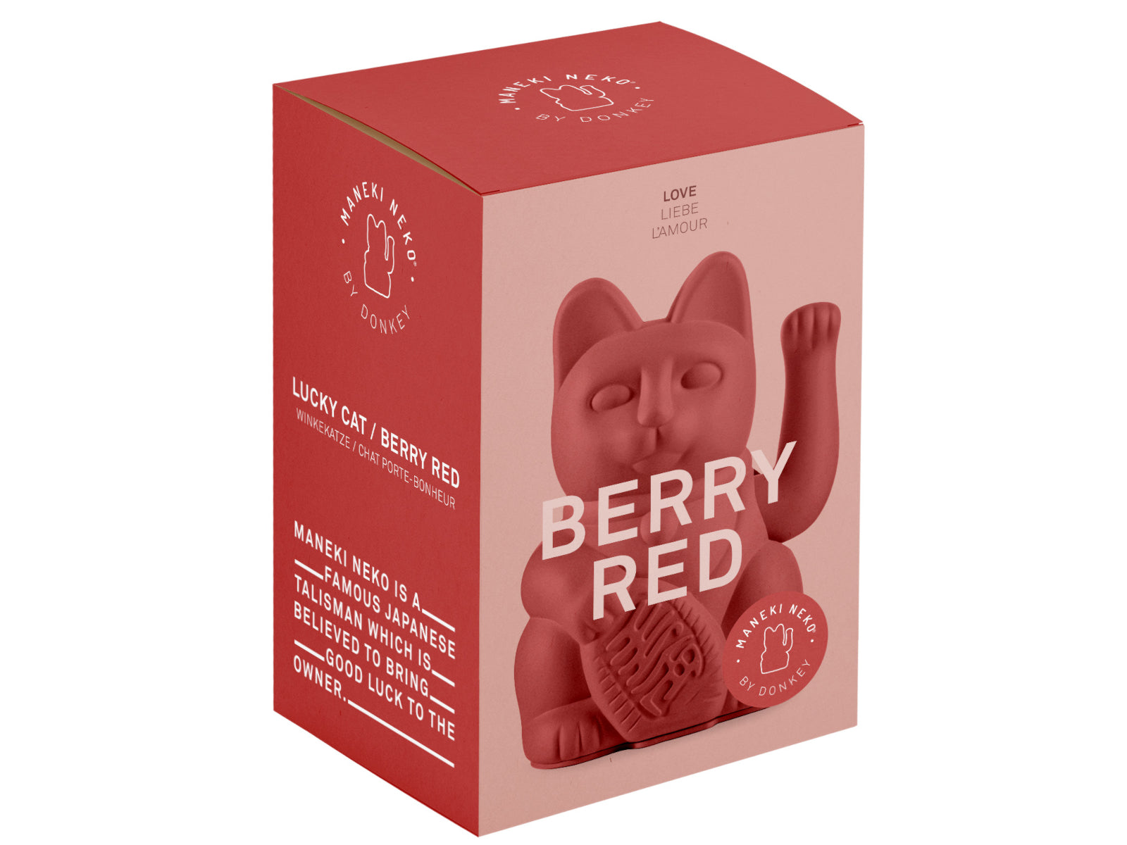 Donkey Products Lucky Cat Classic Winkekatze berry red 15cm Freisteller 2