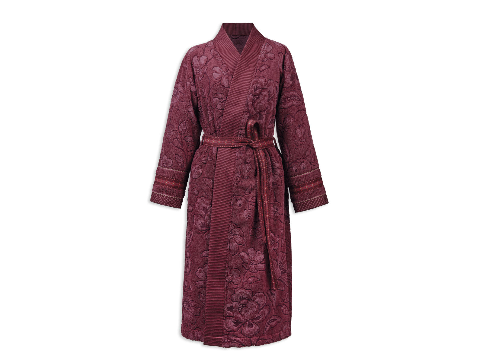 Pip Studio Jasmin Jacquard Bademantel dunkelrosa XXL Freisteller 