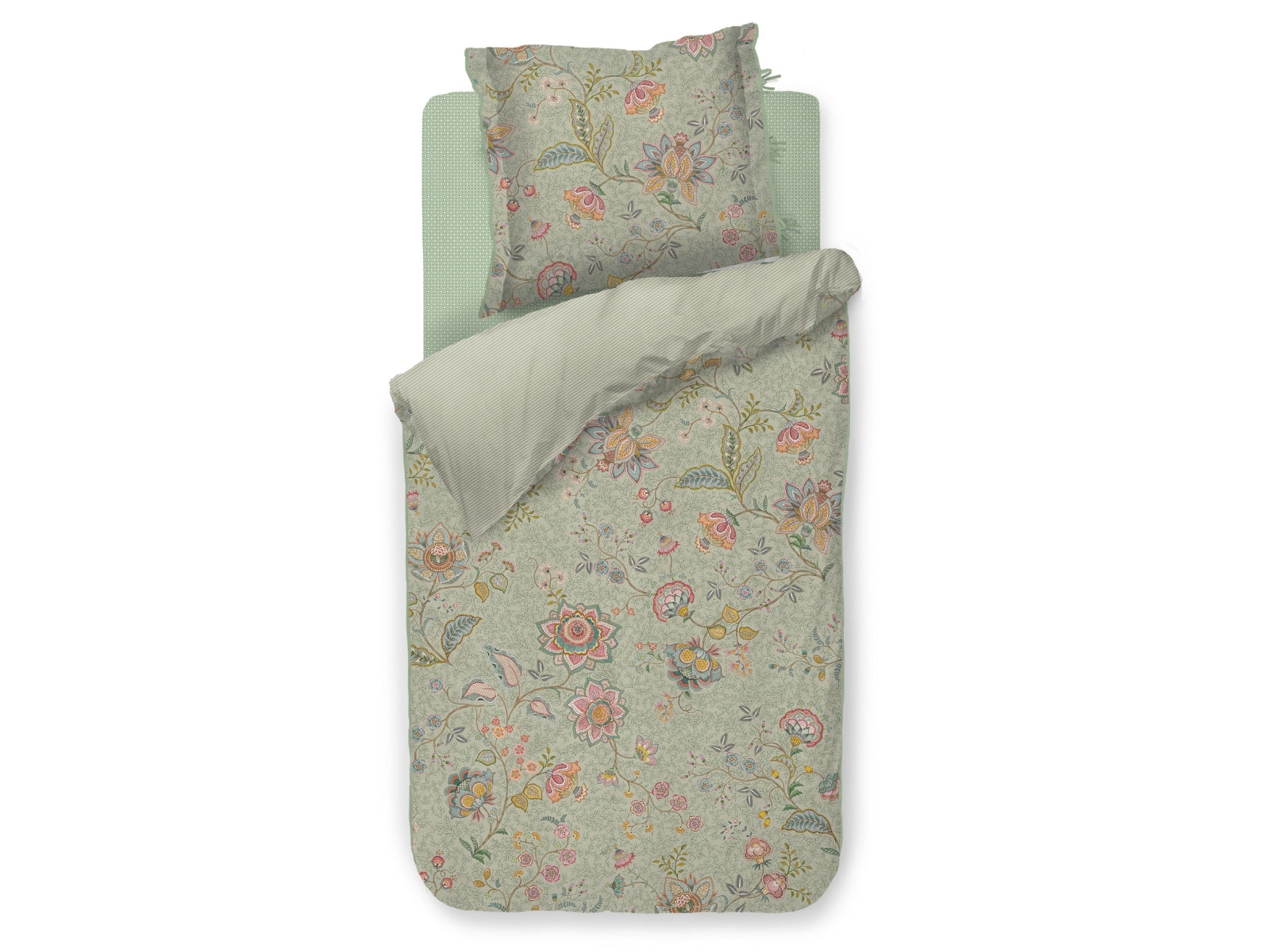 Pip Studio Mumbai Morning Bettwäsche grün 135x200cm (1 Stück)
