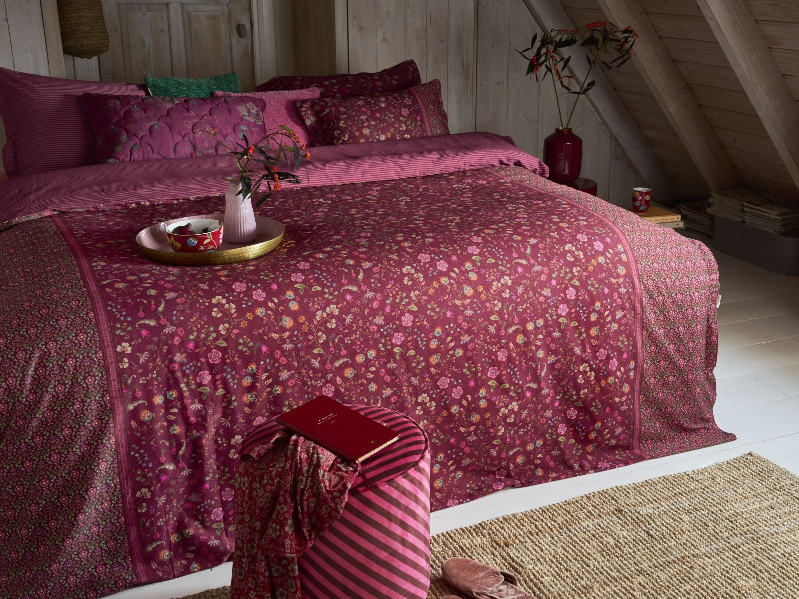 PIP STUDIO Flora Bangalore Bettwäsche dark pink 135x200cm (1 Stück) - Produktbild 6