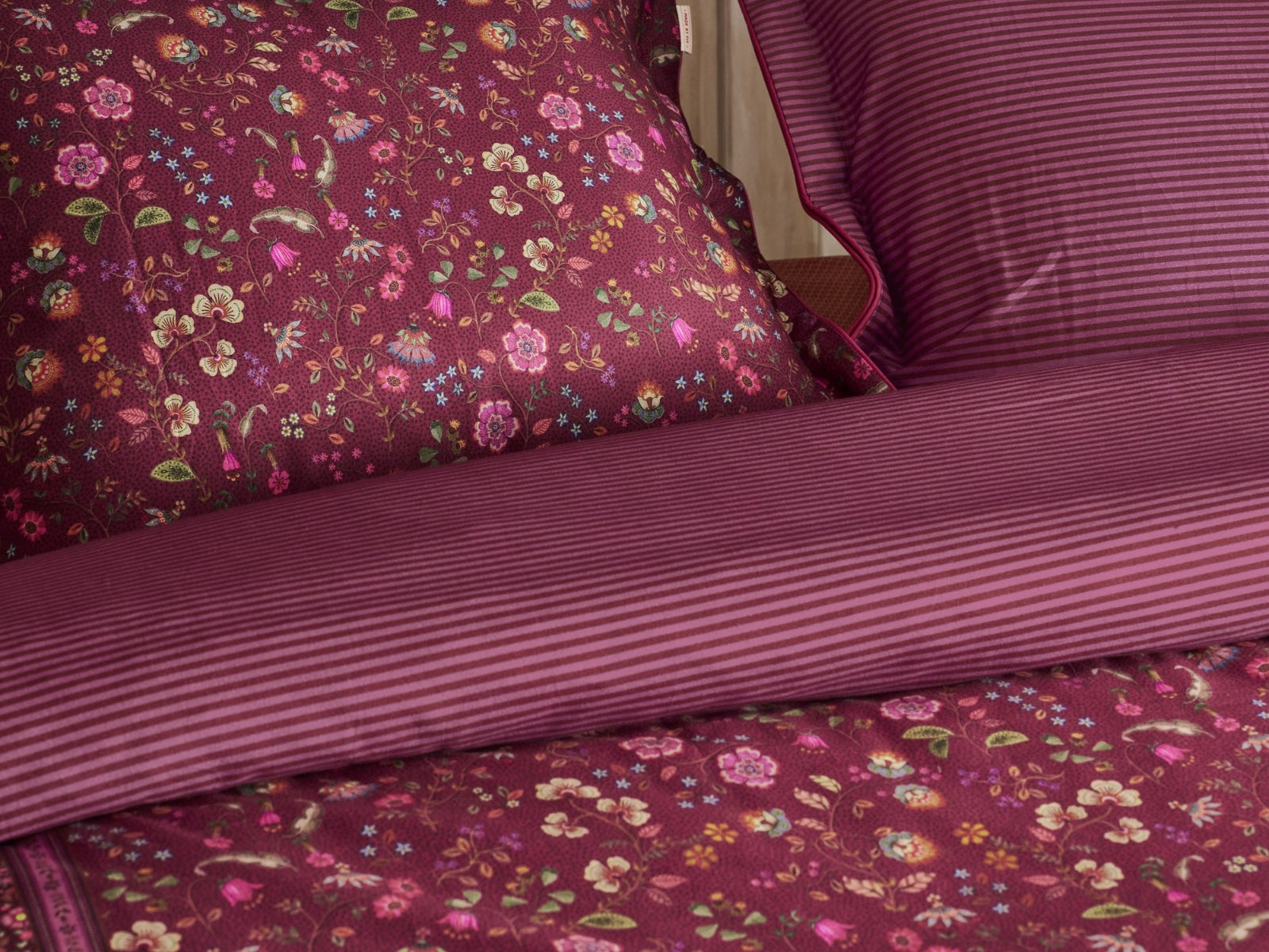 PIP STUDIO Flora Bangalore Bettwäsche dark pink 135x200cm (1 Stück) - Produktbild 5