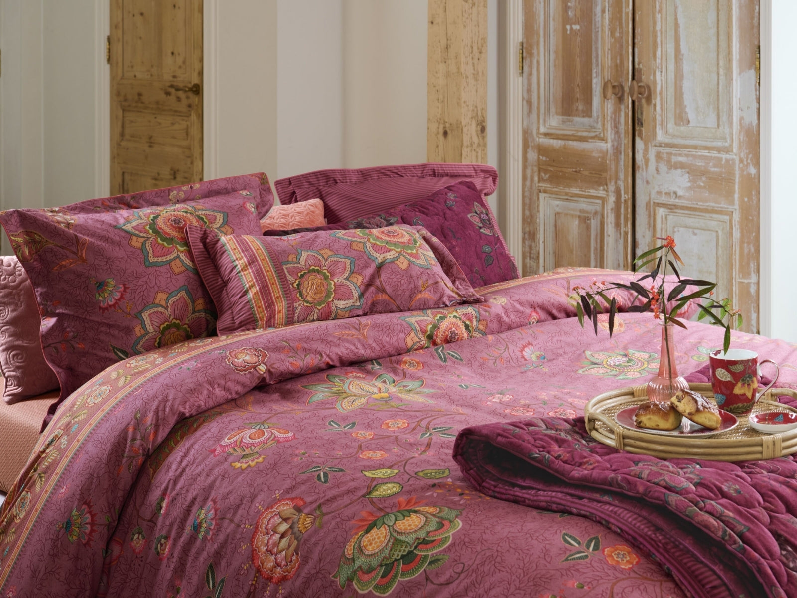 PIP STUDIO Mumbai Evening Bettwäsche dark pink 135x200cm (1 Stück) - Produktbild 2
