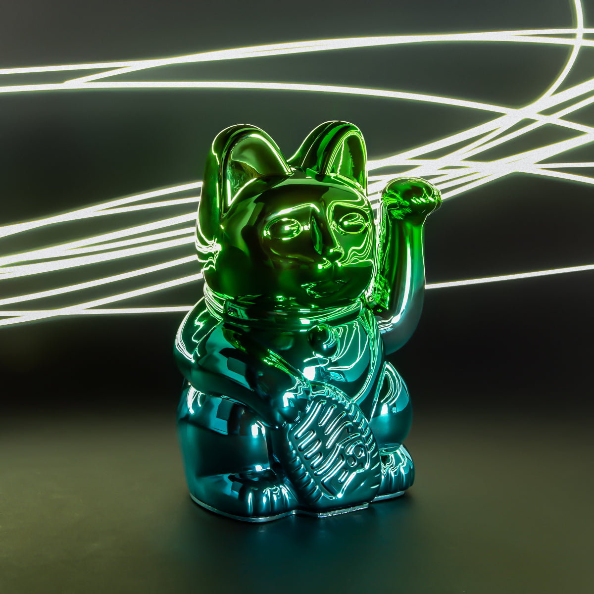 Donkey Products Lucky Cat Player Three Winkekatze shiny green/blue 15cm Lifestyle 2