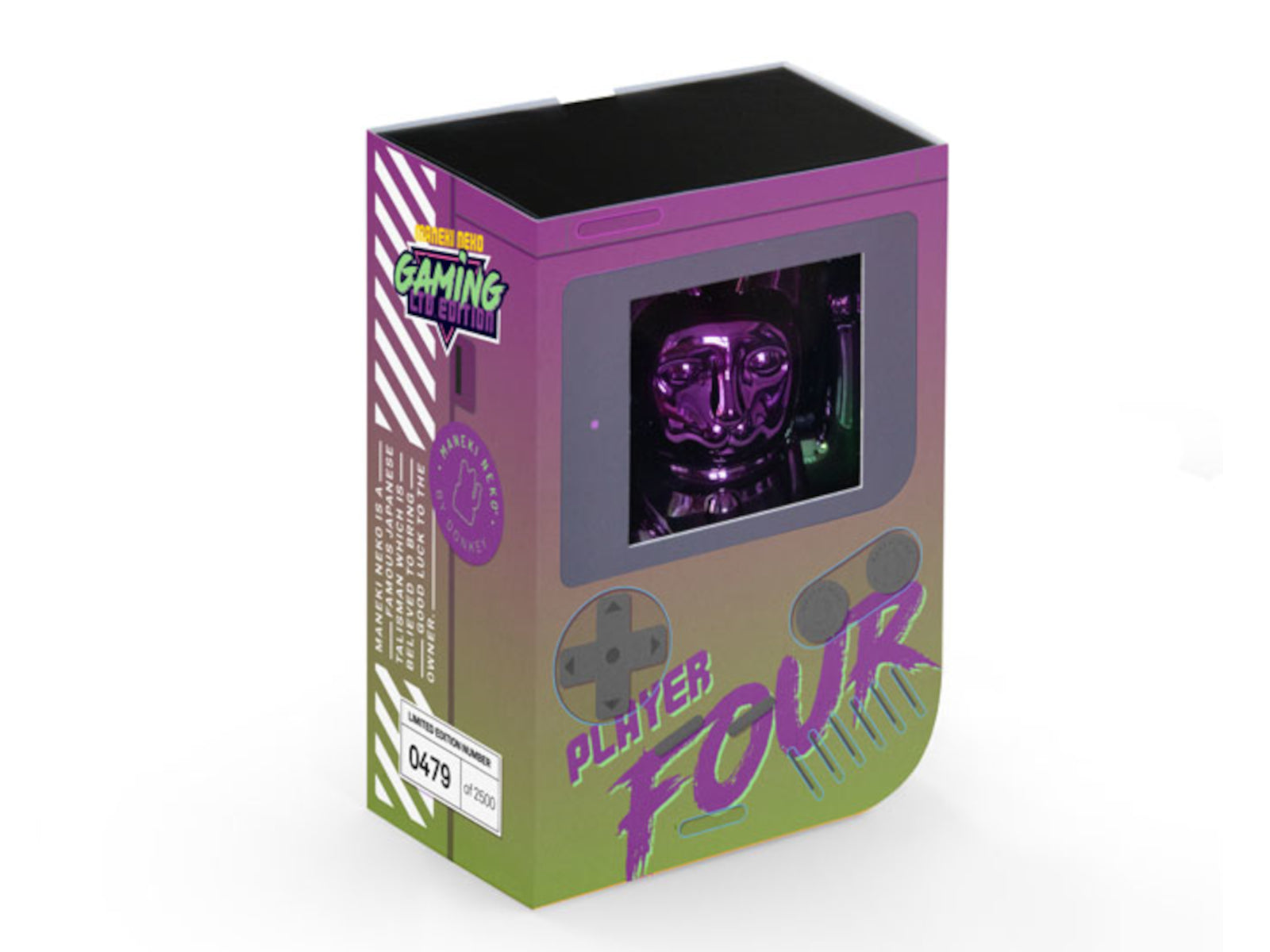 Donkey Products Lucky Cat Player Four Winkekatze shiny purple/green 15cm Freisteller 3