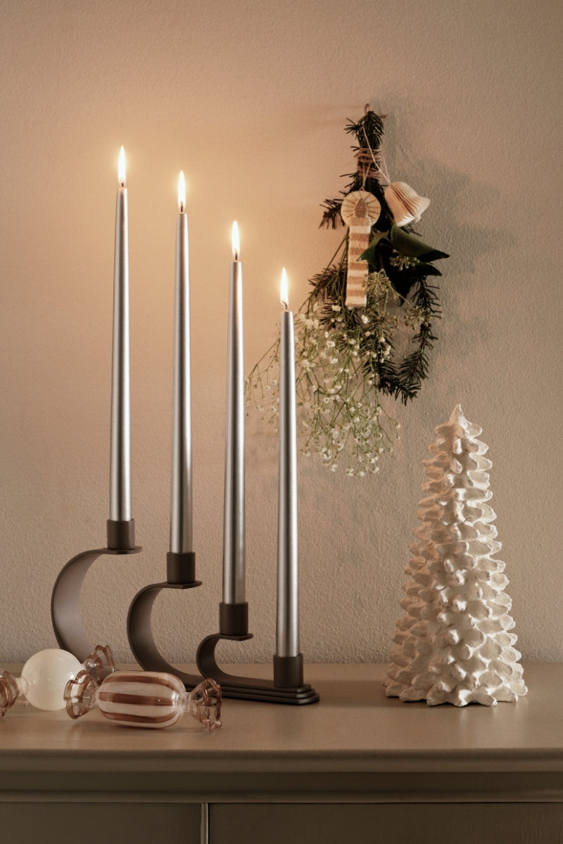 Broste Copenhagen Smooth Glossy getauchte Kerze silver 38cm Set4 - Produktbild 2