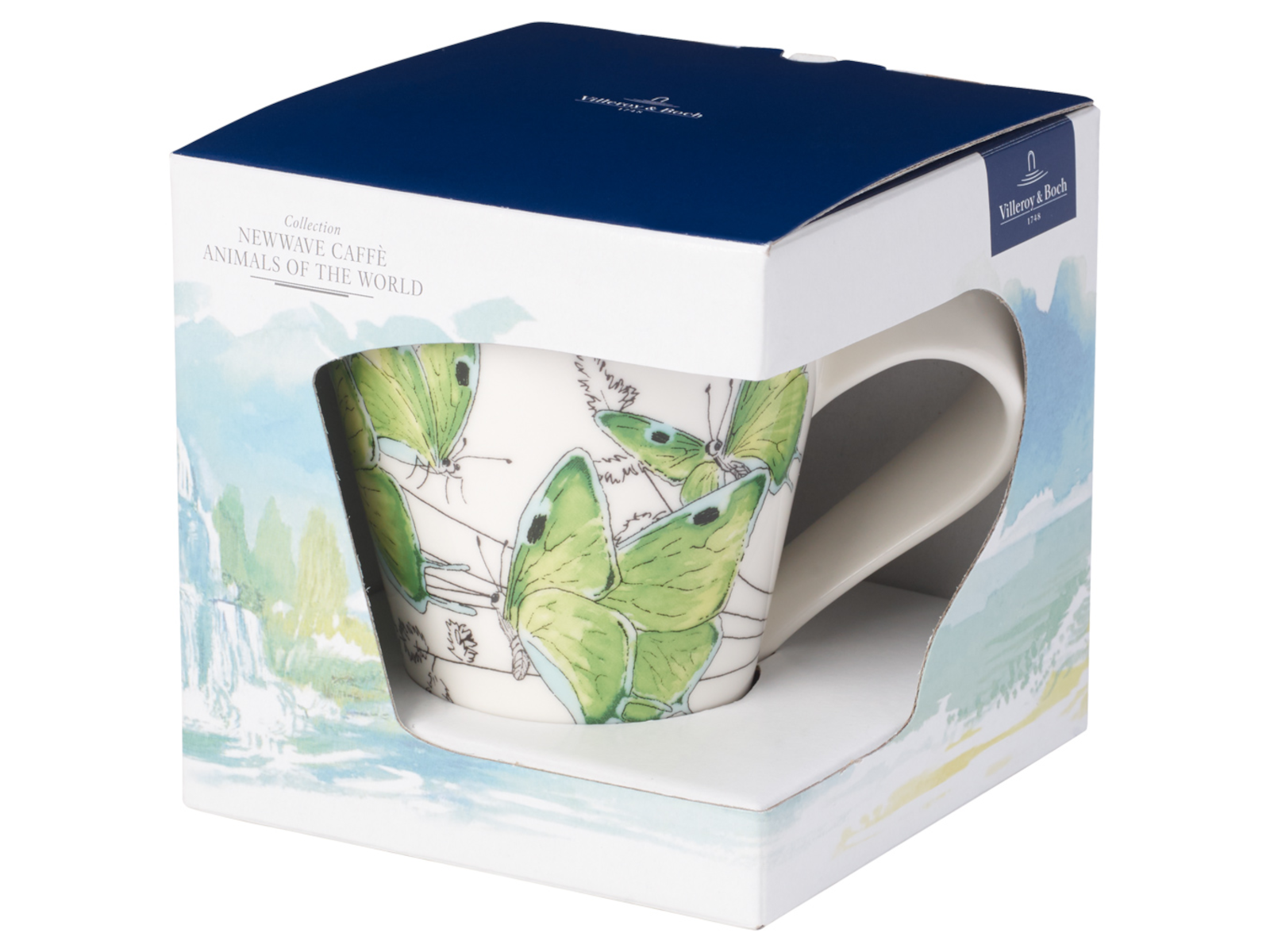 Villeroy & Boch New Wave Caffe Becher Henkel Deep green hairstreak Freisteller 2