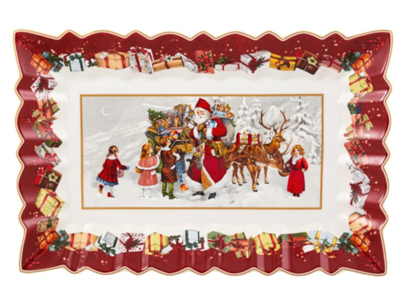 Villeroy & Boch Toy's Fantasy Kuchenplatte eckig Santa und Kinder Freisteller 1