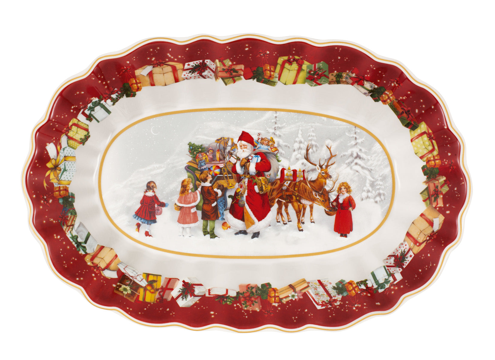 Villeroy & Boch Toy's Fantasy Schale oval groß Santa und Kinder Freisteller 2