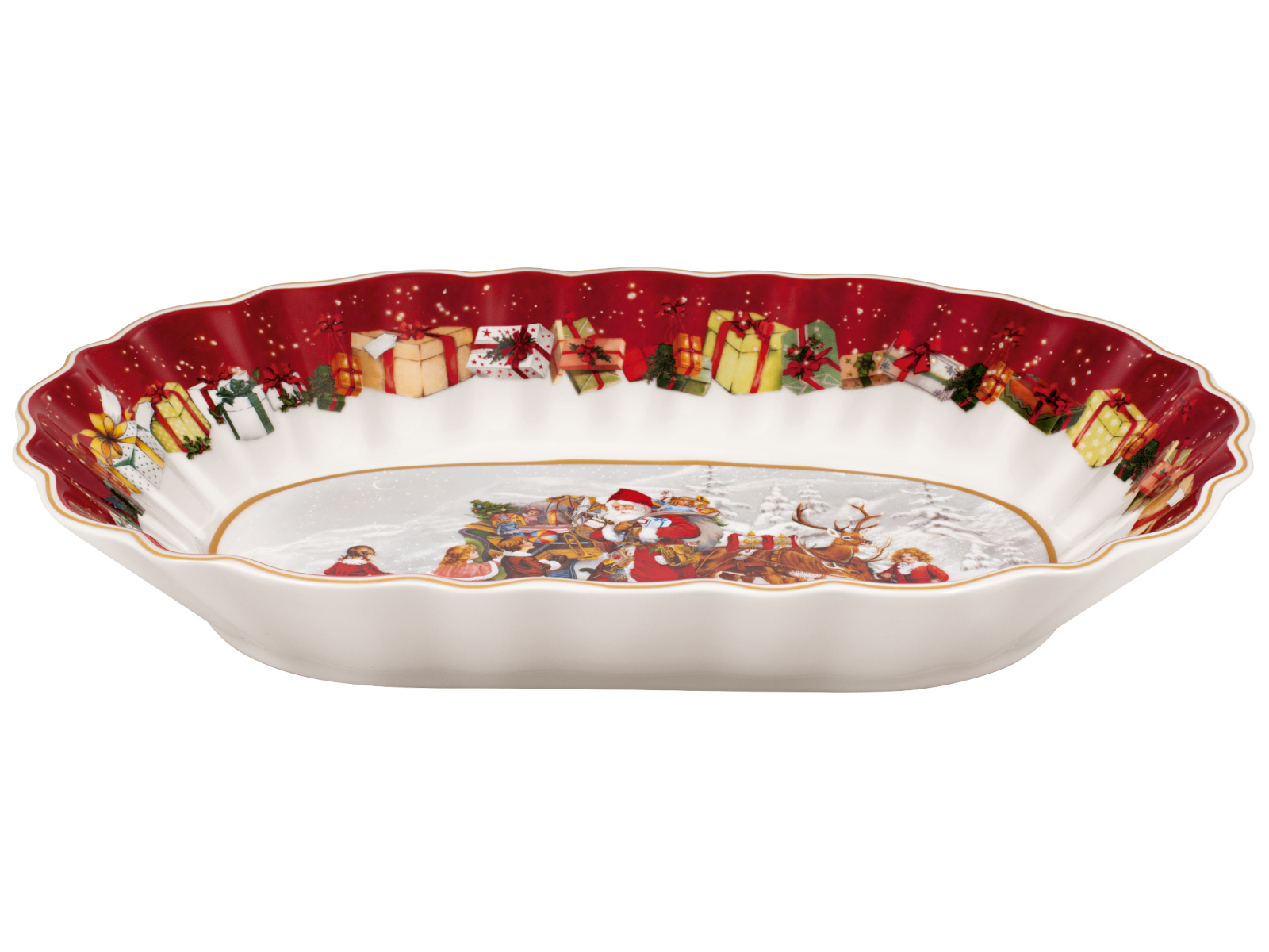 Villeroy & Boch Toy's Fantasy Schale oval groß Santa und Kinder Freisteller 1