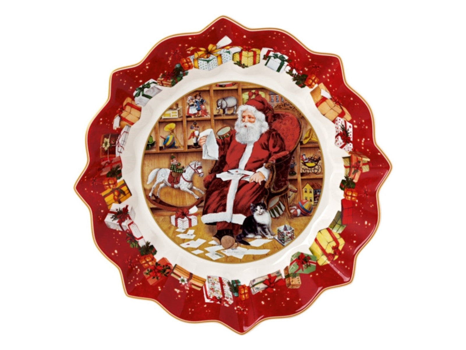 Villeroy & Boch Toy's Fantasy Schale auf Fuss Santa liest Wunschz. Freisteller 2