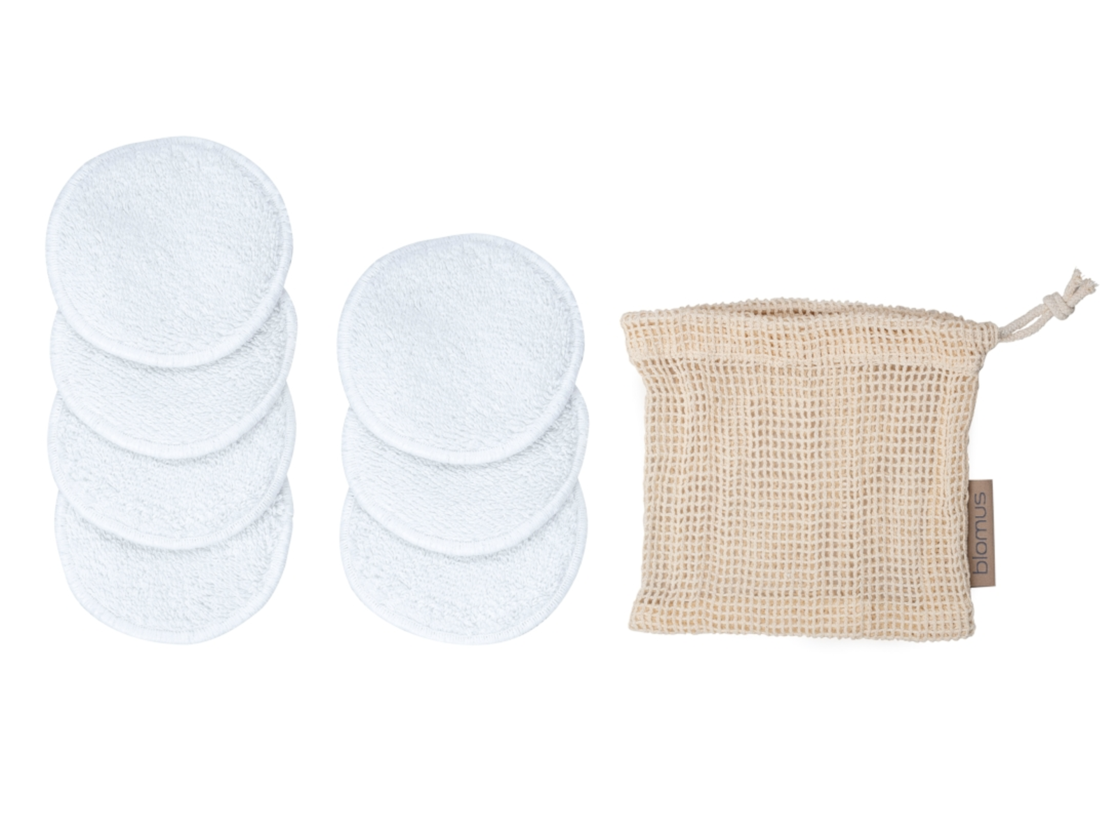 Blomus ASEA Abschminkpads mit Wäschenetz white 7tlg Freisteller