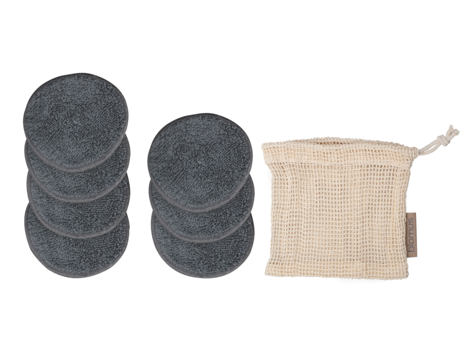 Blomus ASEA Abschminkpads mit Wäschenetz pewter 7tlg Freisteller