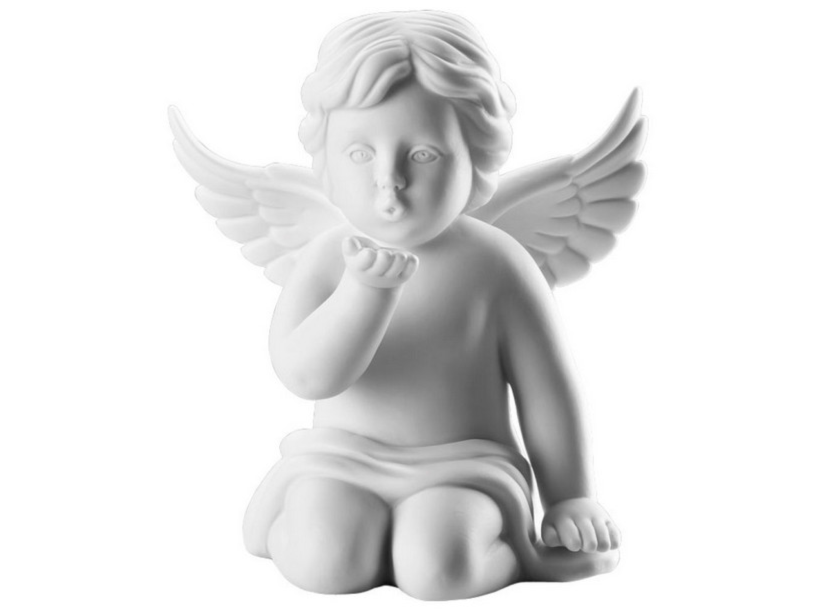 Rosenthal Engel mittel Weiss matt Engel Handkuss Freisteller