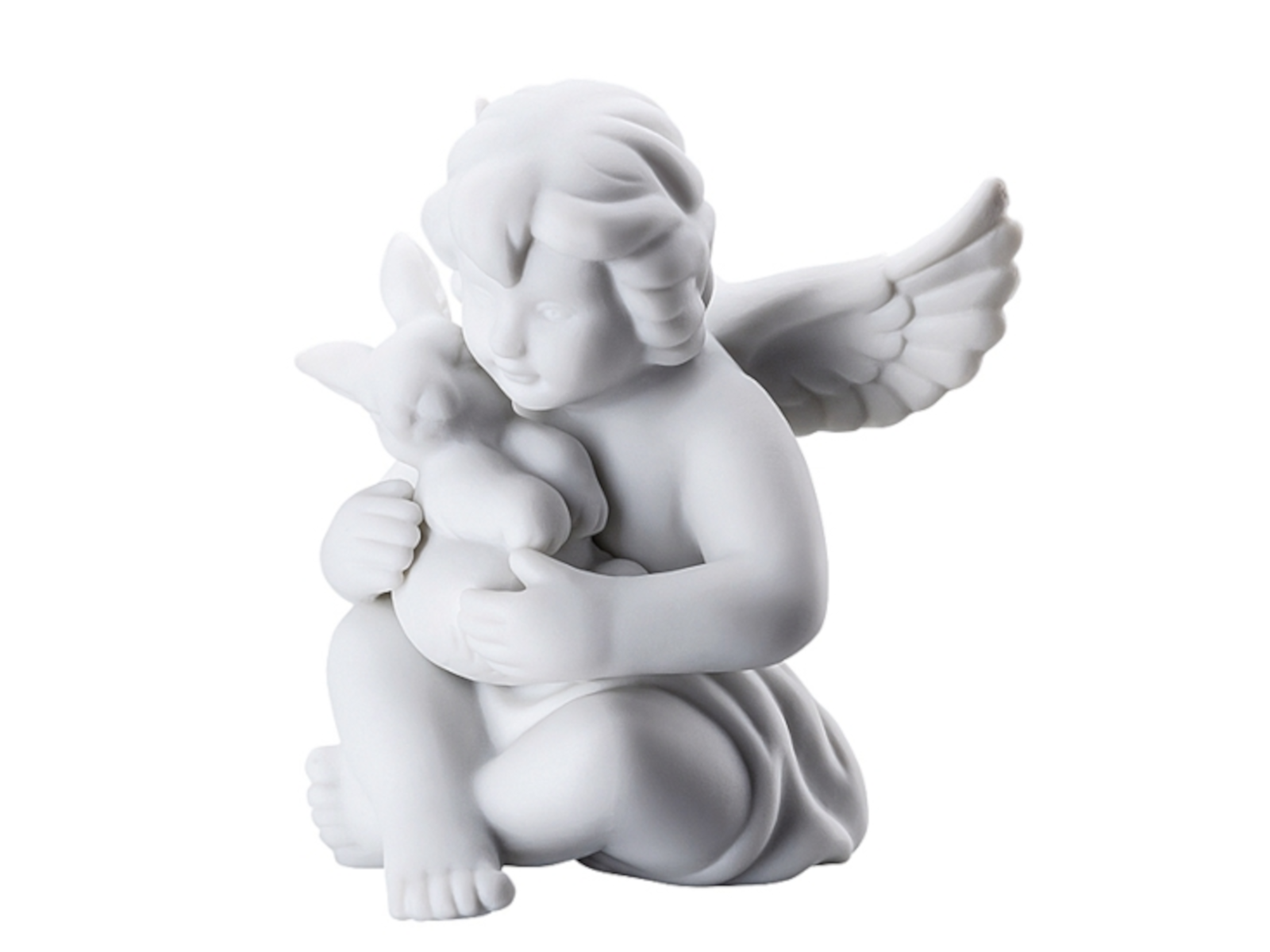 Rosenthal Engel mit Hase klein weiss matt 6,5 cm Freisteller 3
