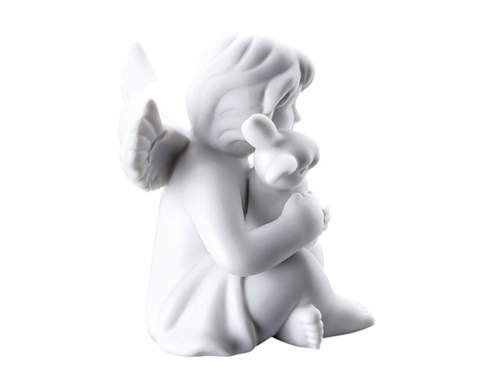 Rosenthal Engel mit Hase klein weiss matt 6,5 cm Freisteller 5